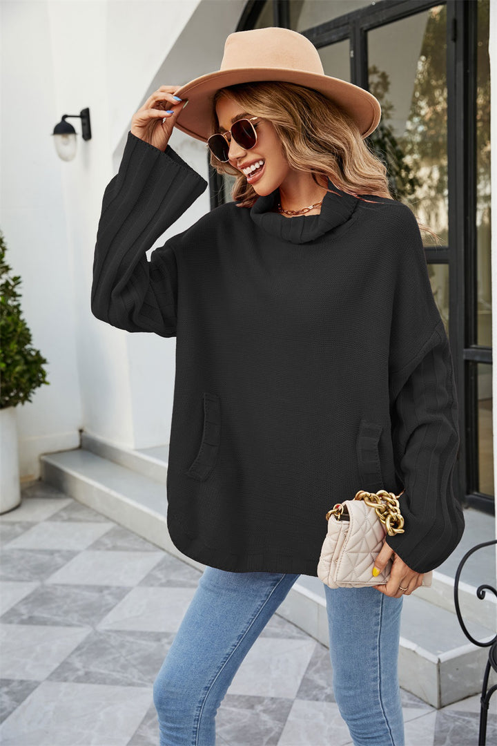 New Solid Color Pullover Knitwear Women's Loose Plus Size Turtleneck Sweater-Sweaters-Zishirts