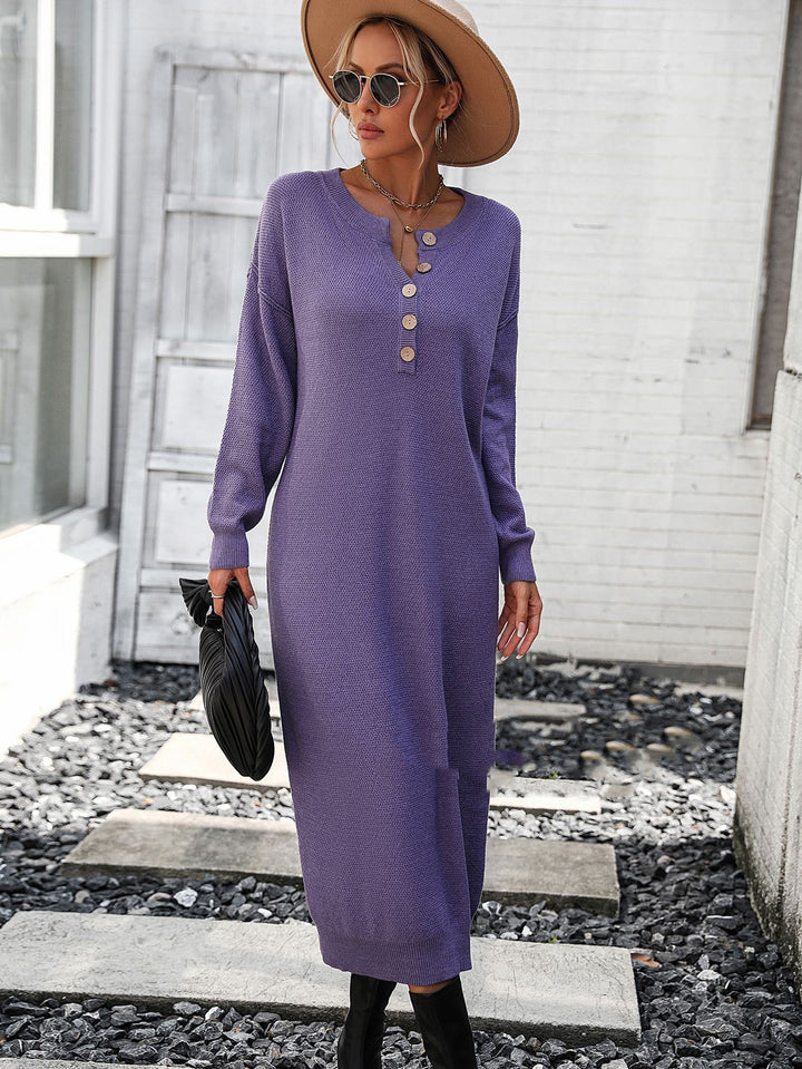 European And American Button Knitwear Dress-Lady Dresses-Zishirts