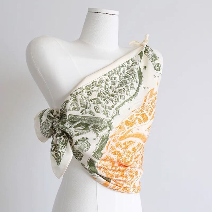 Women's Silk Scarf Strap Retro Tube Top Sun Protection-Scarves & Wraps-Zishirts