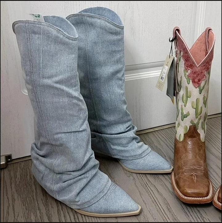 Fashion Retro All-match Cowboy Boot-Womens Footwear-Zishirts