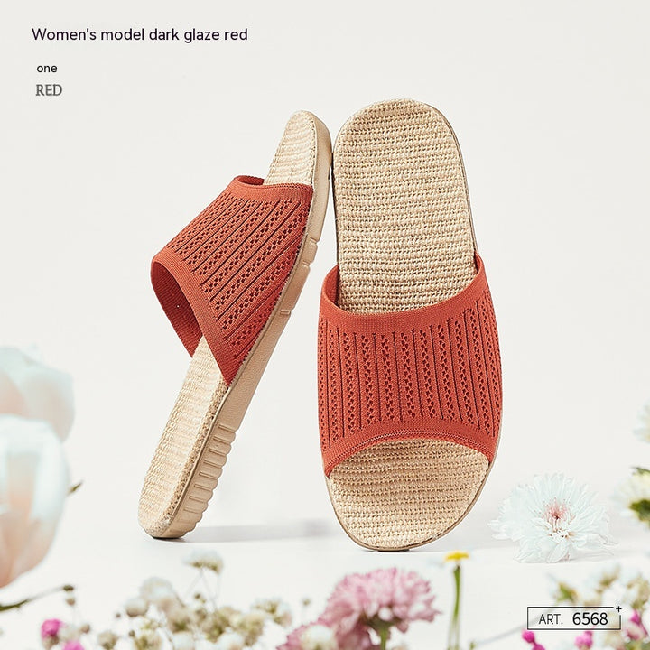 Flying Weaving Linen Slippers Female-Womens Footwear-Zishirts