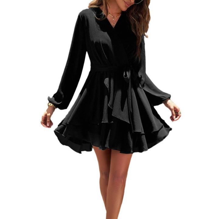 Pure Color Elegant Long-sleeved Dress-Lady Dresses-Zishirts