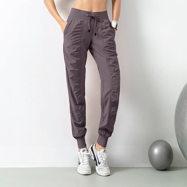 Fashion Casual Sports Pants For Women Loose Legs Drawstring High Waist Trousers With Pockets Running Sports Gym Fitness Yoga Pants-Women's Outerwear 2023-Zishirts