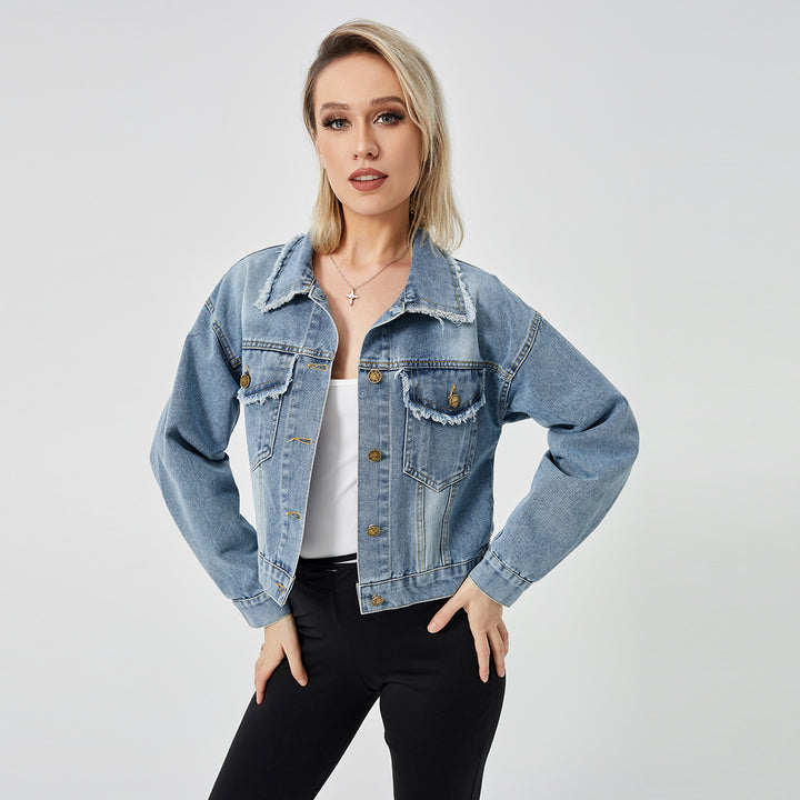 Women's Denim Long Sleeve Jacket Fashion Top-Jackets-Zishirts