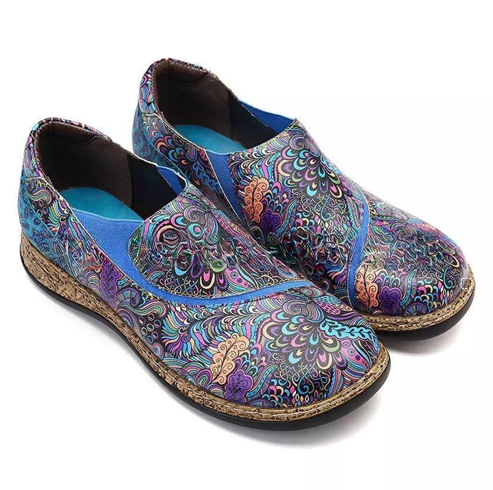 Ethnic Style Elastic Pumps Casual Large Size Slip-on Low-cut Vintage Flat Shoes-Womens Footwear-Zishirts