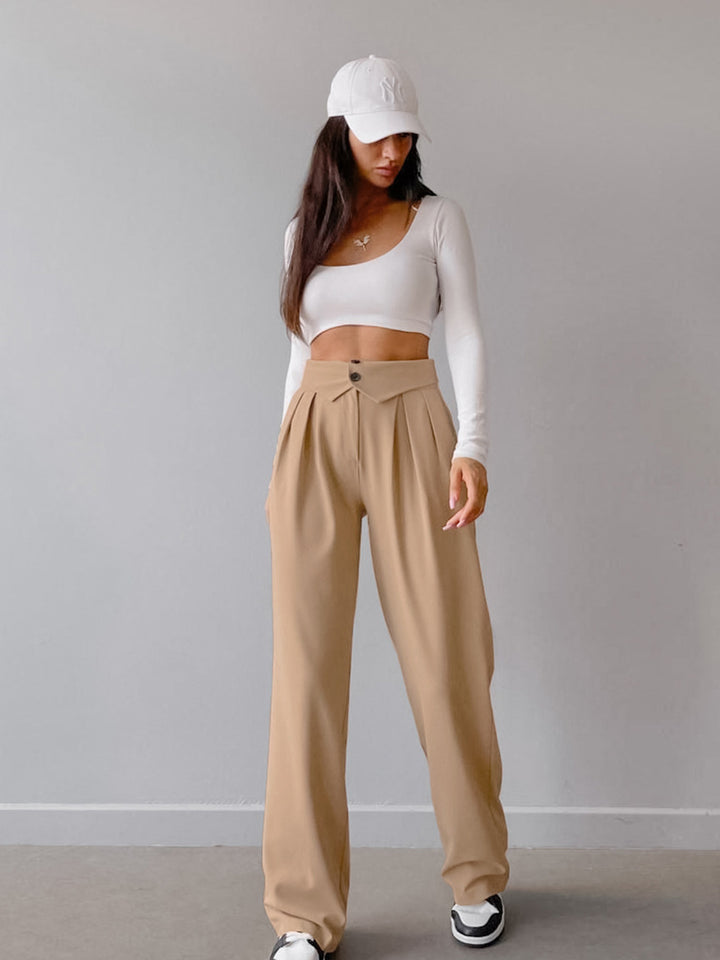 Women's Fashion Temperament High Waist Slimming Casual Pants-Suits & Sets-Zishirts