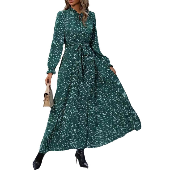 Women's Long Sleeve Dotted Prints Dress-Lady Dresses-Zishirts