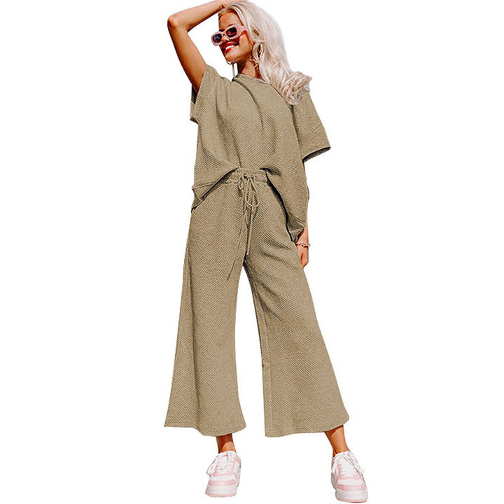 Summer New Color Casual Suit Female European And American All-matching Thread Drawstring Sportswear Female-Suits & Sets-Zishirts