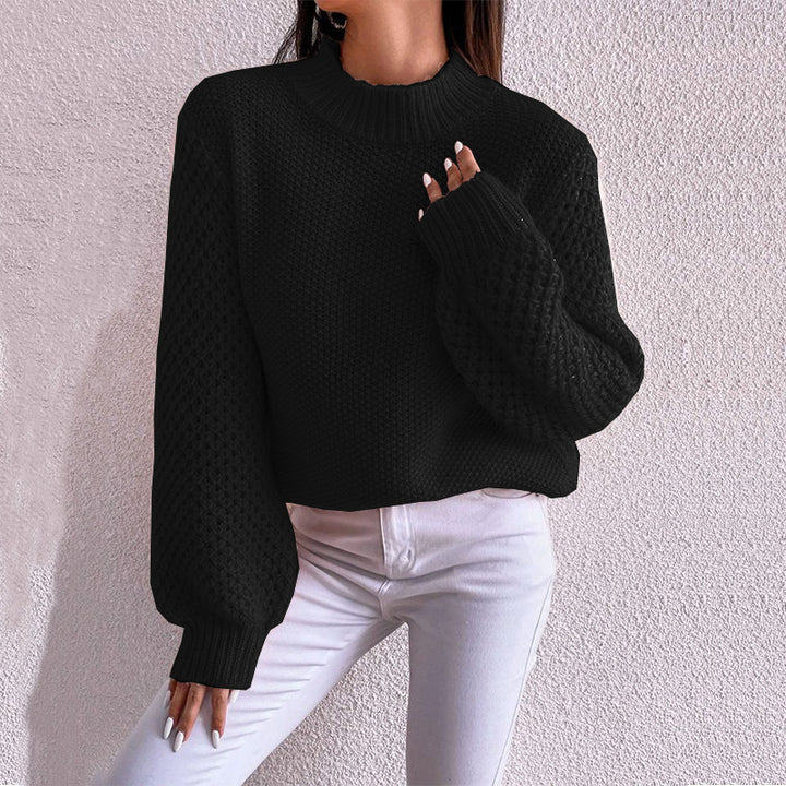 Women's Fashion Autumn And Winter Leisure Long Sleeve Round Neck Pure Color Warm Keeping Sweater-Women's Outerwear 2023-Zishirts