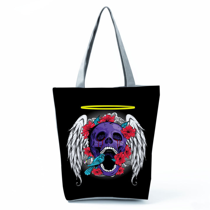 Portable Large Capacity Skull Printed Handbag-Women's Bags-Zishirts