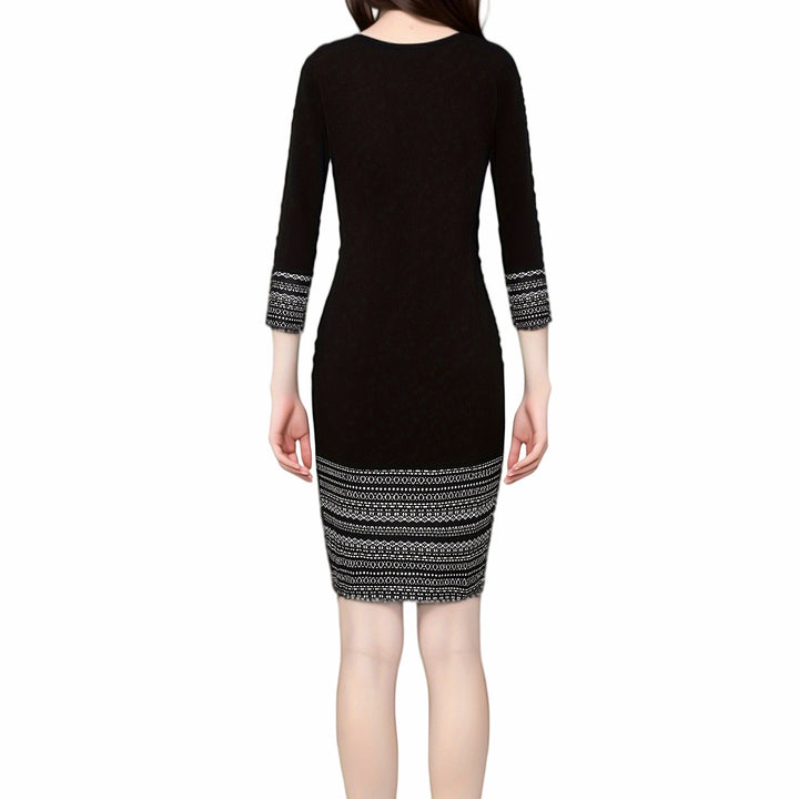 New Patchwork Round Neck Temperament Commute Long Sleeve Dress-Lady Dresses-Zishirts