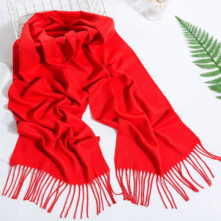 Men's And Women's Fashion Versatile Tassel Solid Color Scarf-Scarves & Wraps-Zishirts