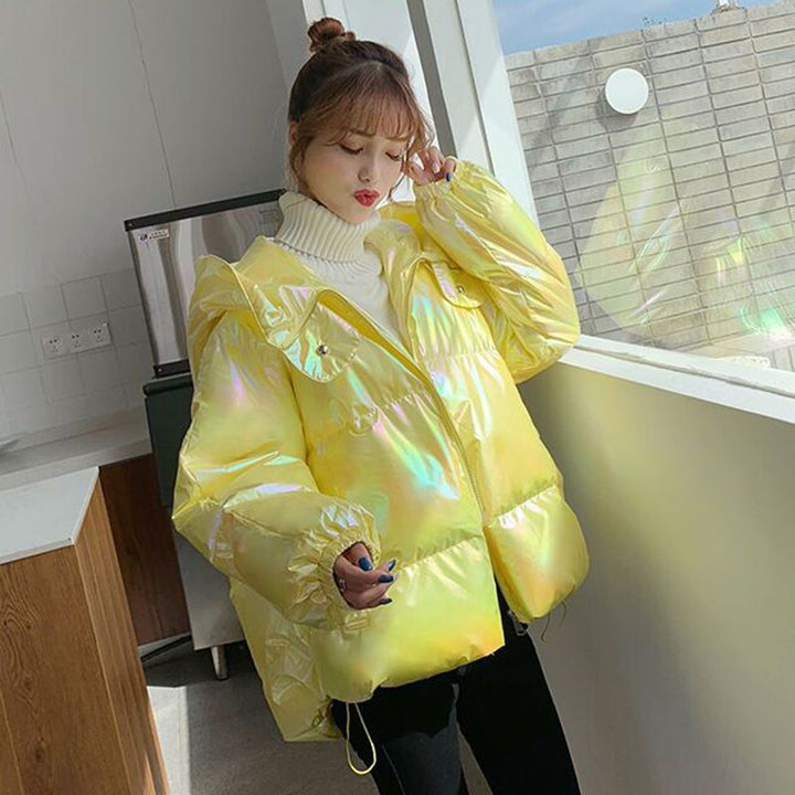 Colorful Wash-free Glossy Down Cotton-padded Jacket Women's Short Baggy Coat-Women's Outerwear 2023-Zishirts