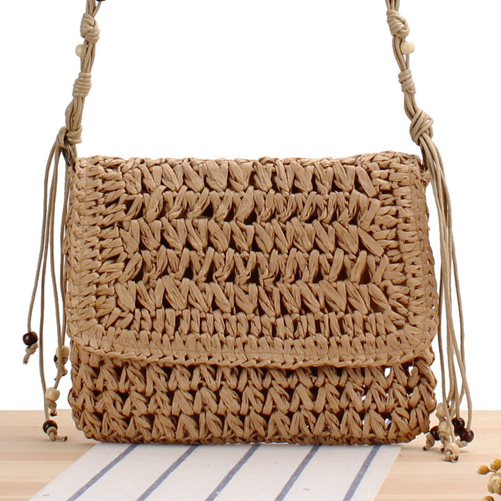 Flip Crossbody Straw Fan Face Flower Woven Bag-Women's Bags-Zishirts