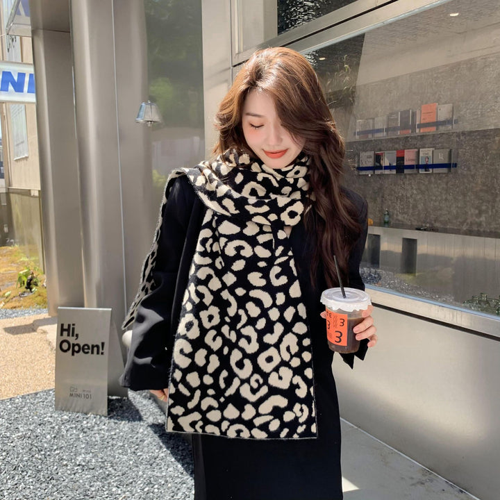 Europe And America Fashion Leopard Scarf Versatile Warm Keeping Women-Scarves & Wraps-Zishirts