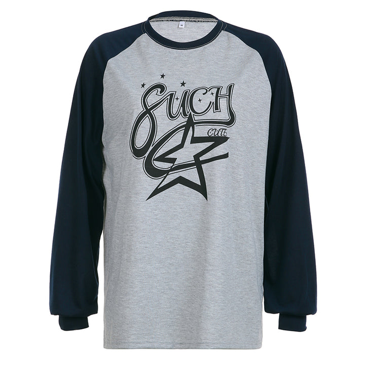 Casual Pentagram Printed Raglan Sleeve T-shirt-Sweaters-Zishirts