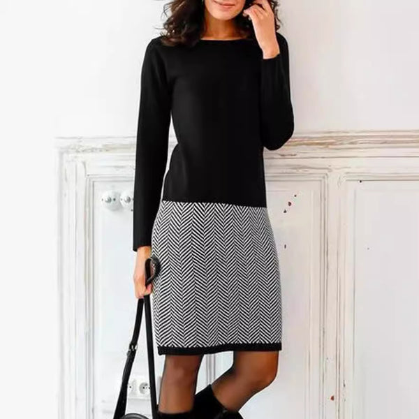 Women's Fashion Houndstooth Slim Base Dress-Lady Dresses-Zishirts