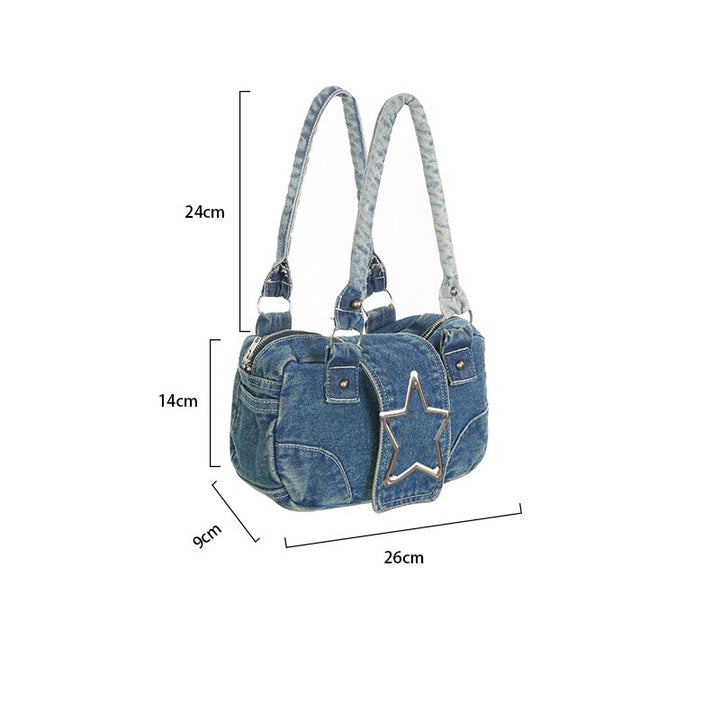 American Stylish Good Texture Retro Denim Handbag For Women-Women's Bags-Zishirts