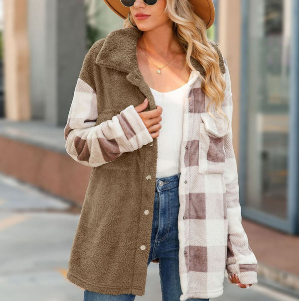 Plush Coat Lapel Long Sleeve Double Sided-Jackets-Zishirts