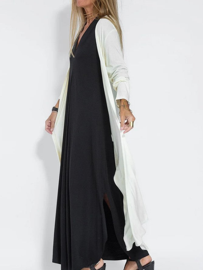 Trendy Style Solid Color Long Sleeve Long Slit Trench Coat-Jackets-Zishirts