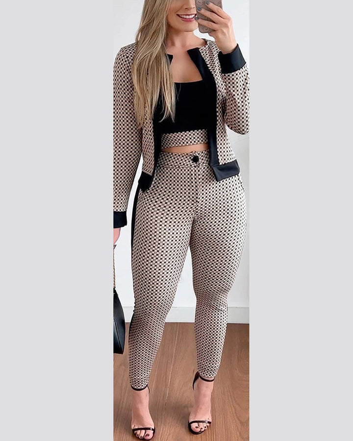 Street Hipster Women's Vest Cardigan Leggings Three-piece Suit-Women's Outerwear 2023-Zishirts