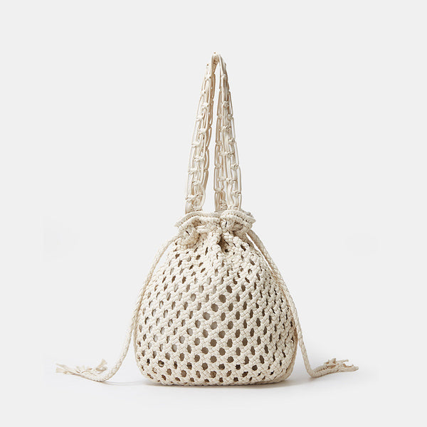 Ins Hand-woven Cotton Bucket Bag Fashion Simple-Women's Bags-Zishirts