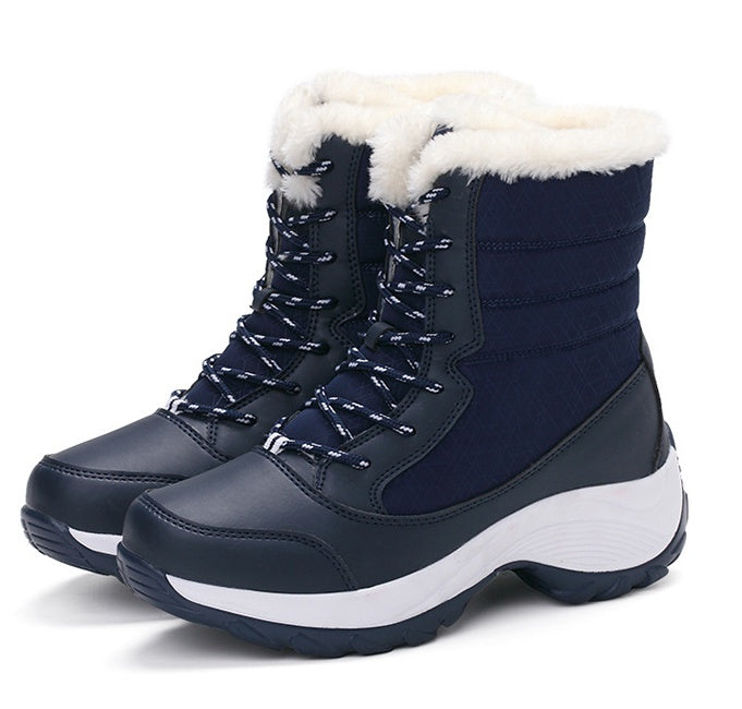 Snow Boots Female High To Help Waterproof Ladies Cotton Shoes Boots Plus Velvet Shoes-Womens Footwear-Zishirts