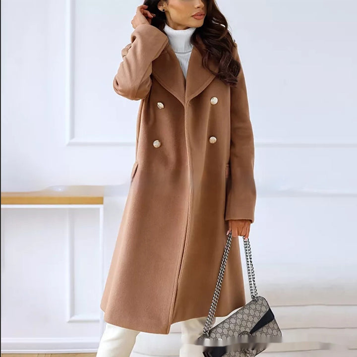 Simple Double Breasted Woolen Coat For Women-Jackets-Zishirts