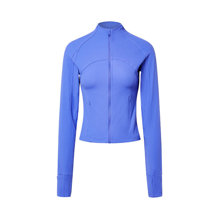 Vertical Rib High Elastic Tight Yoga Jacket Zipper Short Jacket-Women's Outerwear 2023-Zishirts