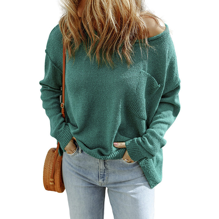 Solid Color Sweater Women's European And American Leisure-style Thread Knitted Long Sleeve-Sweaters-Zishirts