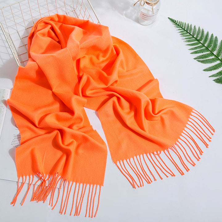 Men's And Women's Fashion Versatile Tassel Solid Color Scarf-Scarves & Wraps-Zishirts