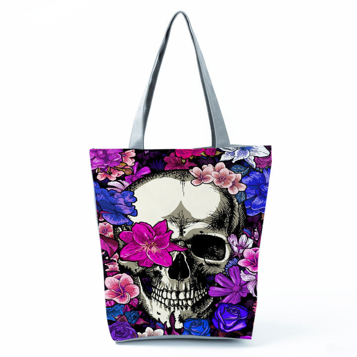 Portable Large Capacity Skull Printed Handbag-Women's Bags-Zishirts