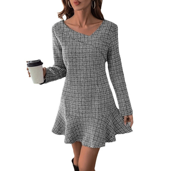 Autumn Long Sleeve Irregular Ruffles Dress-Lady Dresses-Zishirts