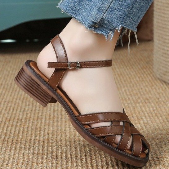 Women's Closed Toe Buckle With Thick Bottom Hollow Out-Womens Footwear-Zishirts