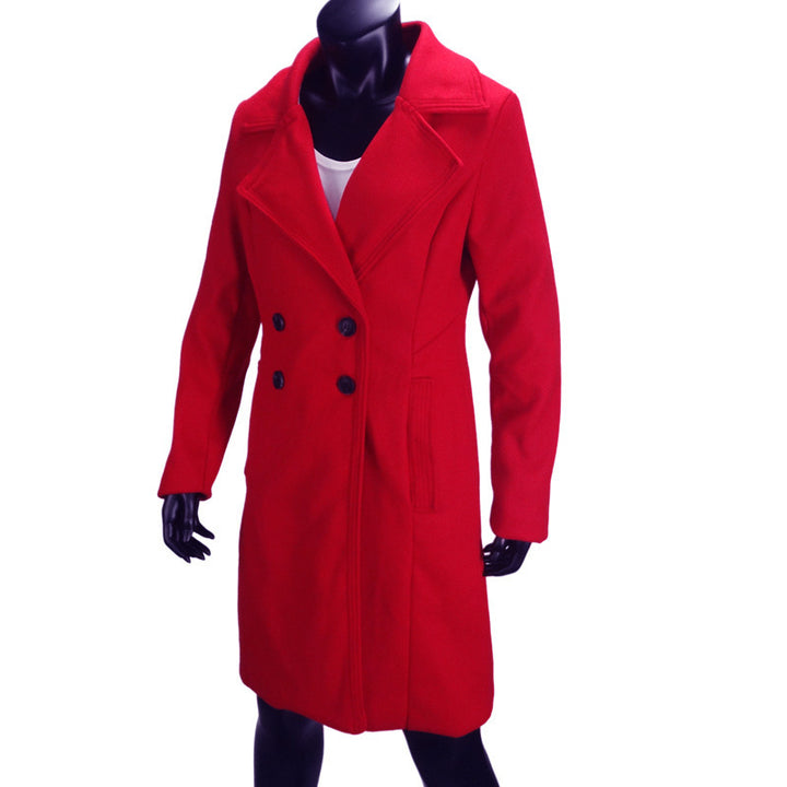 Long Woolen Women's Coat Indoor And Outdoor Casual Jacket Double Breasted-Jackets-Zishirts