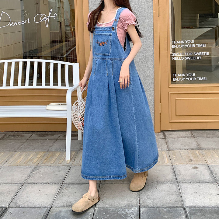 Women's Denim Suspender Skirt Retro Waist-controlled Loose-Womens 2024 March-Zishirts