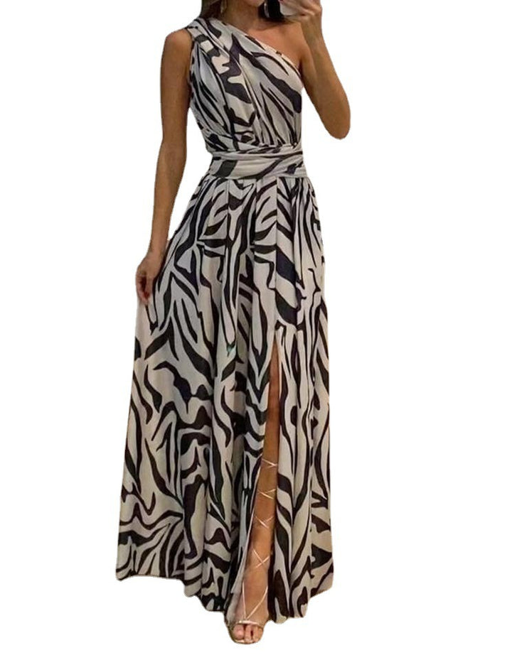 Women's Clothing Exposed Back Sleeveless Printed Long Dress-Women's Outerwear 2023-Zishirts