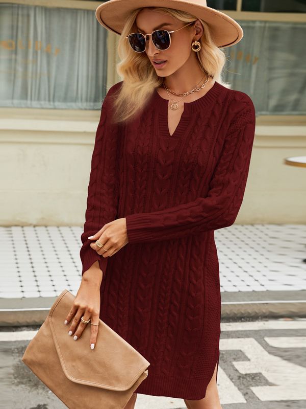 Women's Twisted Midi Knitted Dress-Sweaters-Zishirts