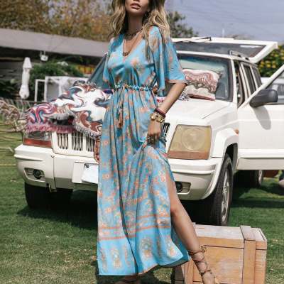 Bohemian Style Printed Long Dress-Lady Dresses-Zishirts