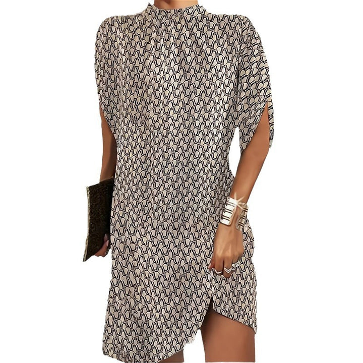 Women's Fashion Round Neck Loose Bat Sleeve Dress-Womens 2024 March-Zishirts