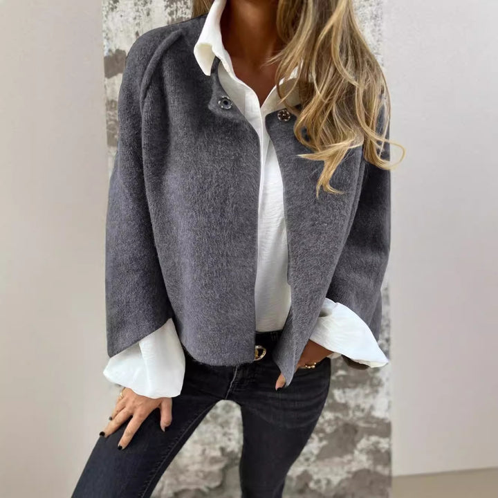 Women's Batwing Sleeve Cardigan Autumn And Winter Loose Short Cashmere Long Sleeve Coat-Jackets-Zishirts