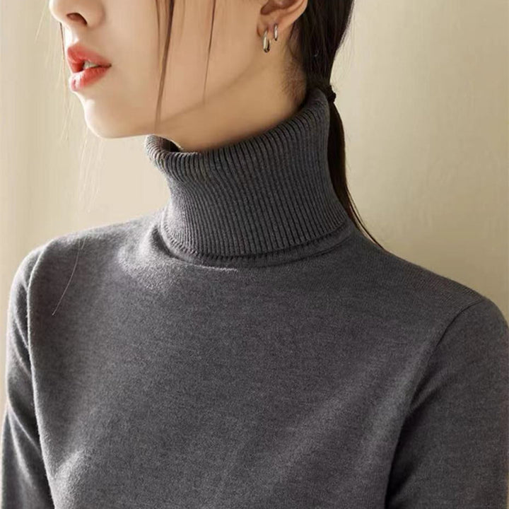 Women's Fashion Loose And Slimming Turtleneck Long Sleeve Knitted Bottoming Shirt Knitwear-Women's Outerwear 2023-Zishirts