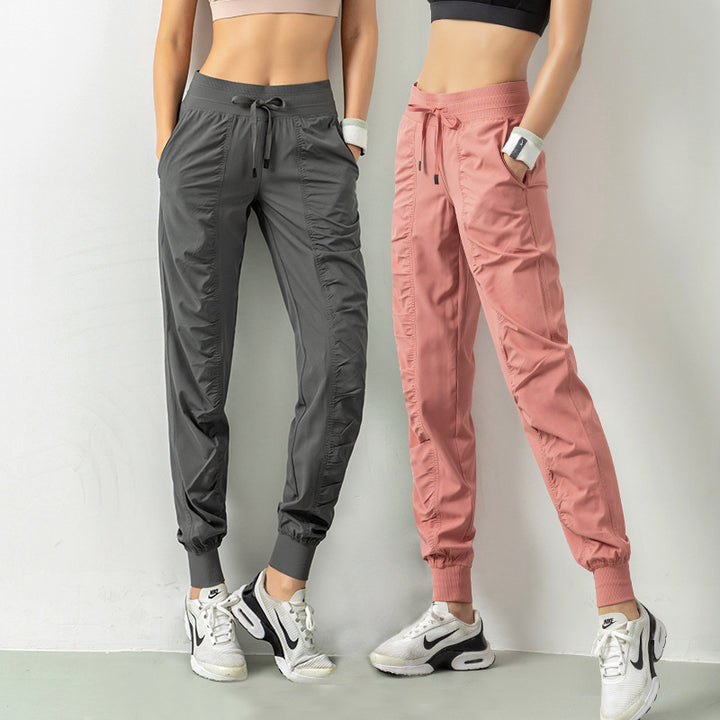 Fashion Casual Sports Pants For Women Loose Legs Drawstring High Waist Trousers With Pockets Running Sports Gym Fitness Yoga Pants-Women's Outerwear 2023-Zishirts