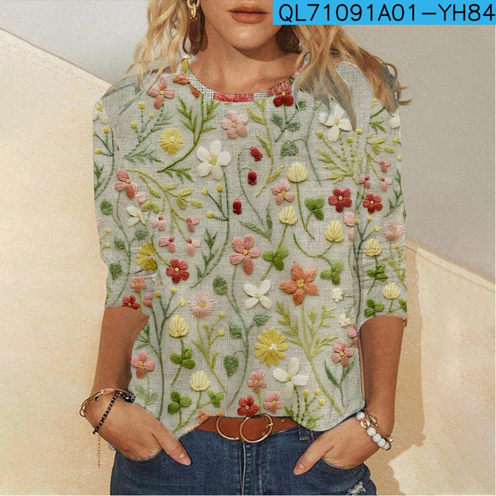 Flower Creative 3D Digital Printing Casual Women's T-shirt-Women's Outerwear 2023-Zishirts