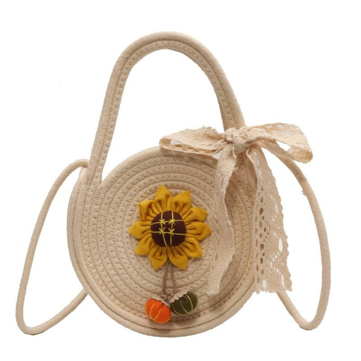 Cotton String Small Round Trendy All-match Seaside Beach Weaving Shoulder Messenger Bag-Women's Bags-Zishirts