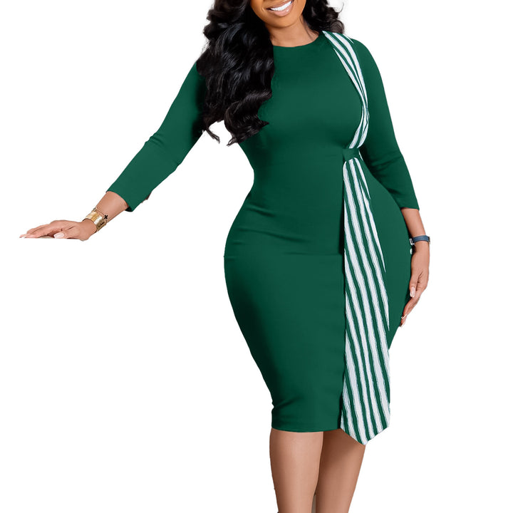 Fashion Hip Slimming Round Neck Pencil Skirt Dress-Women's Outerwear 2023-Zishirts