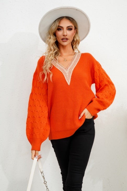 European And American Spring And Autumn V-neck Sweater-0-Zishirts