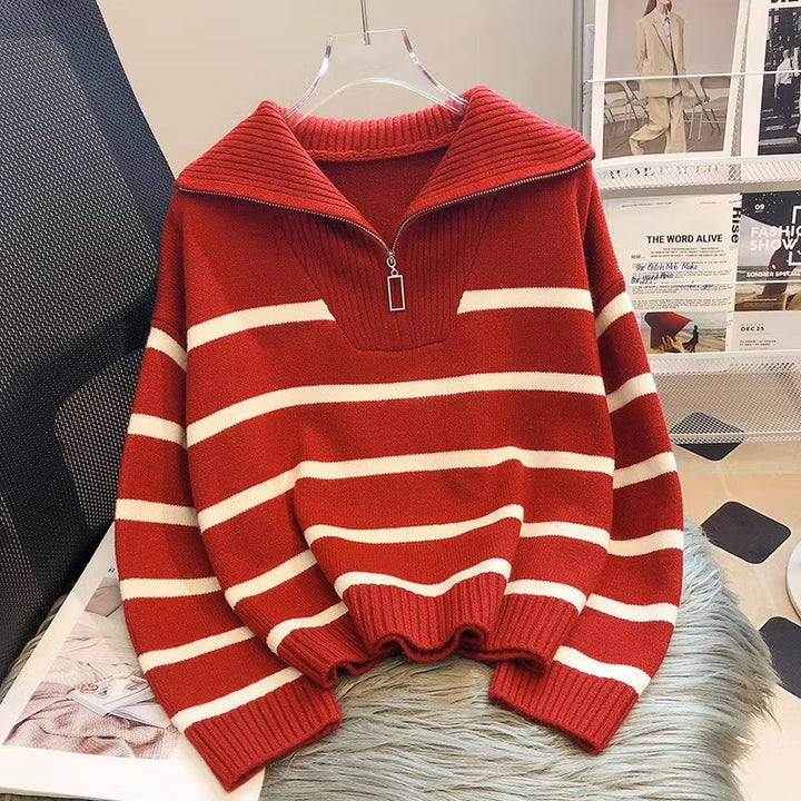 Striped Bottom Shirt, Short, Loose, And High-end For Outerwear-Women's Outerwear 2023-Zishirts