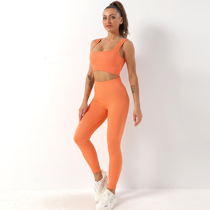 2pcs Thread Yoga Suit Seamless Bra And Butt Lifting High Waist Leggings Set For Women Sports Fitness Yoga Pants Sportswear Outfits Clothing-Womens 2024 March-Zishirts