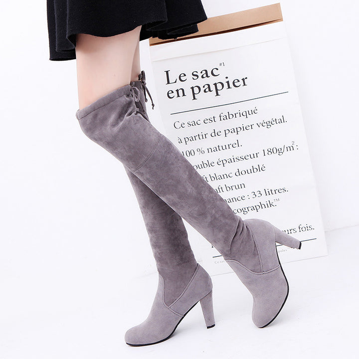 Black Knee High Boots For Women Shoes High Heel Long Boots-4-Zishirts